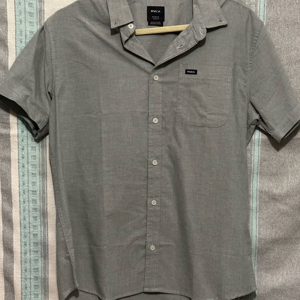 RVCA Gray Casual Button Down Shirt